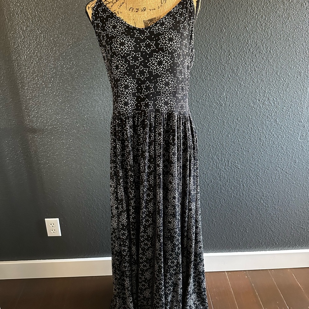 Long Tall Sally LTS Starburst Print Maxi Dress Tall Size US 10 Adjustable